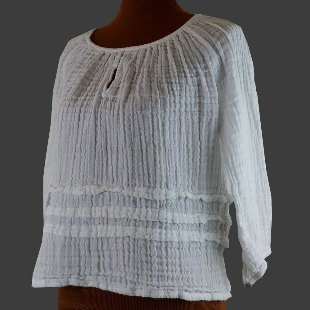 Michael Stars Top Small White Textured Gauze